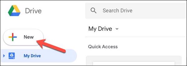 Mở công cụ Google Drive, nhấn vào nút New