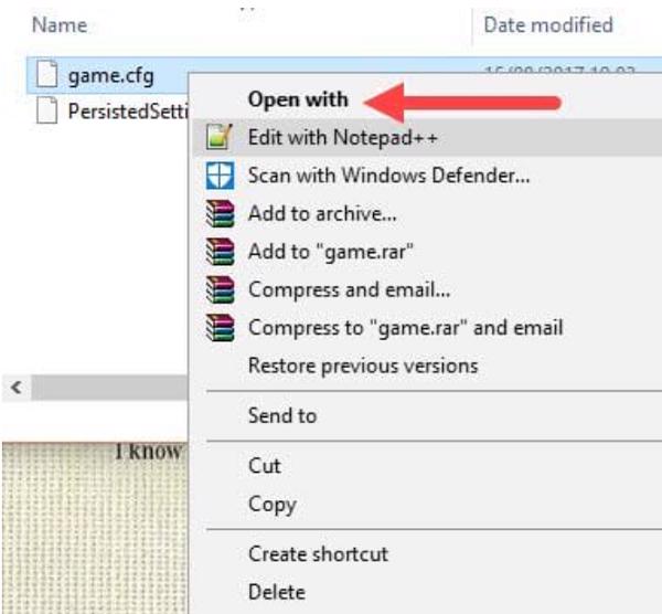Nhấn chuột phải vào để mở file này ra bằng công cụ Notepad với Openwith