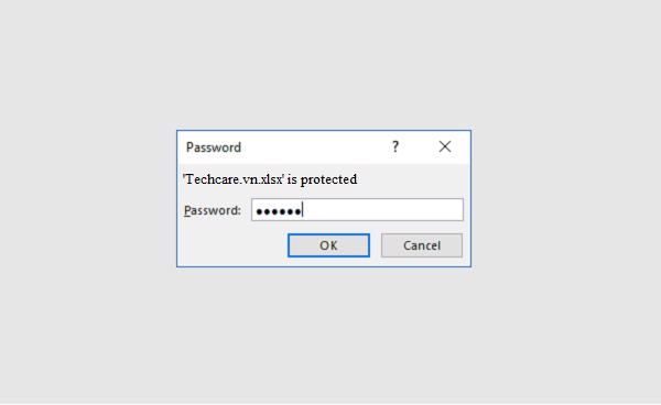 Mỗi khi các bạn mở file thì Excel sẽ yêu cầu nhập mật khẩu
