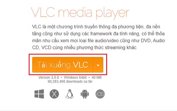 Nhấn chọn tải về VLC
