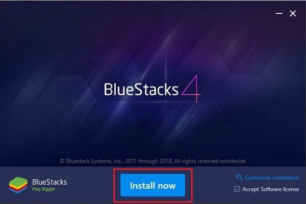 Chọn vào Install Now để tiến hành cài đặt BlueStacks