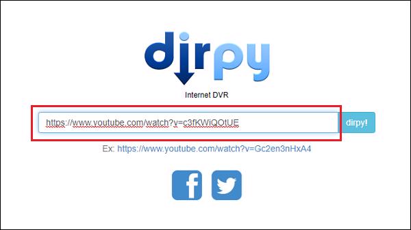 Tiếp đến quay trở lại website Dirpy.com dán vào rồi nhấn vào Dirpy!