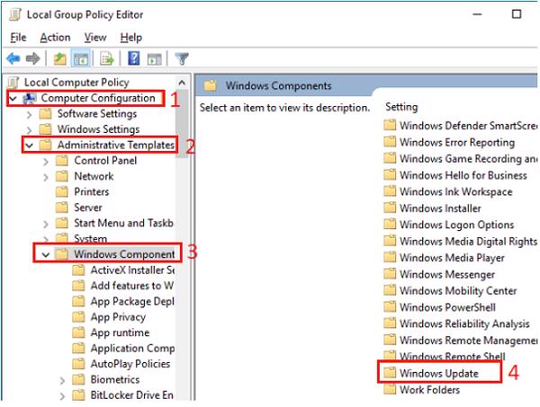 Computer Configuration -> Administrative Templates -> Windows Components -> Windows Update