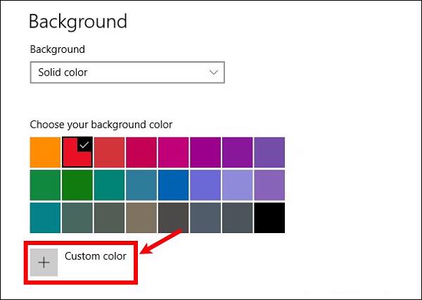 Nhấn vào Custom color nếu muốn lựa chọn thêm khá nhiều màu sắc khác