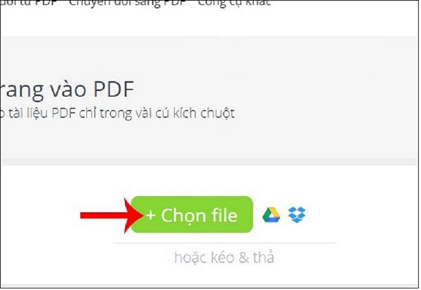 Nhấn vào chọn file để tải file PDF trong máy tính laptop