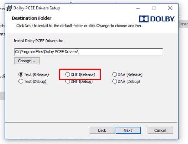 Đi tới thư mục Dolby PCEE Driver