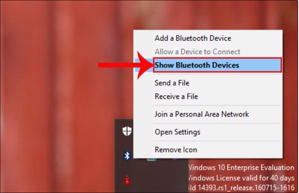 Chọn vào Show Bluetooth Devices