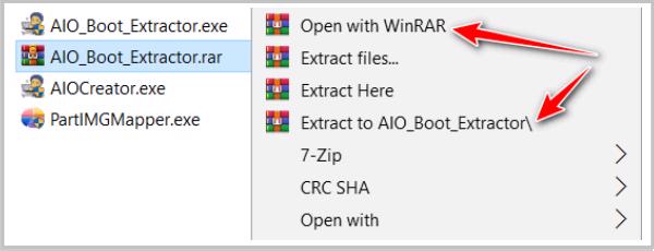 Nhấp chuột phải và chọn vào Open with WinRAR