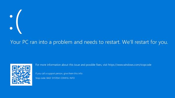 Lỗi your pc ran into a problem and needs to restart win 10