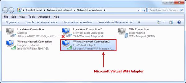 Microsoft virtual wifi miniport adapter
