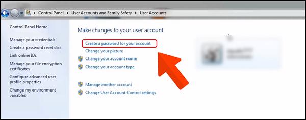 Chọn vào mục Create a password for your account