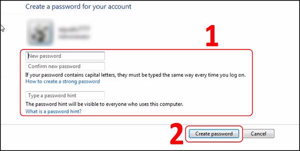 Tiến hành nhập mật khẩu, xác nhận mật khẩu một lần nữa và password hint