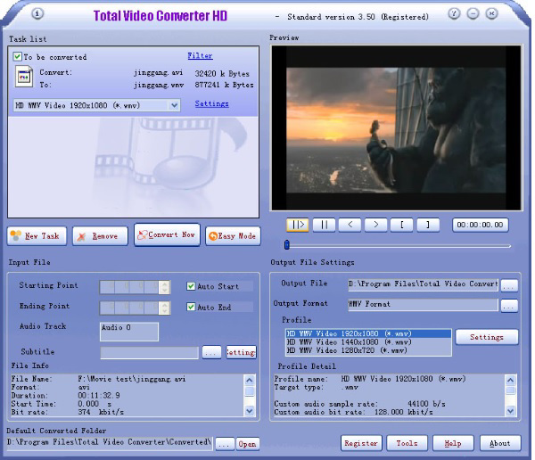 Phần mềm đổi đuổi video – Total Video Converter