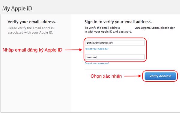 Nhập lại mật khẩu đăng nhập cho tài khoản Apple ID vừa tạo